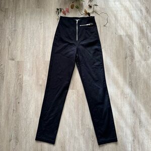 Reformation Zip High Rise Pants Black Sz 0 Stretch